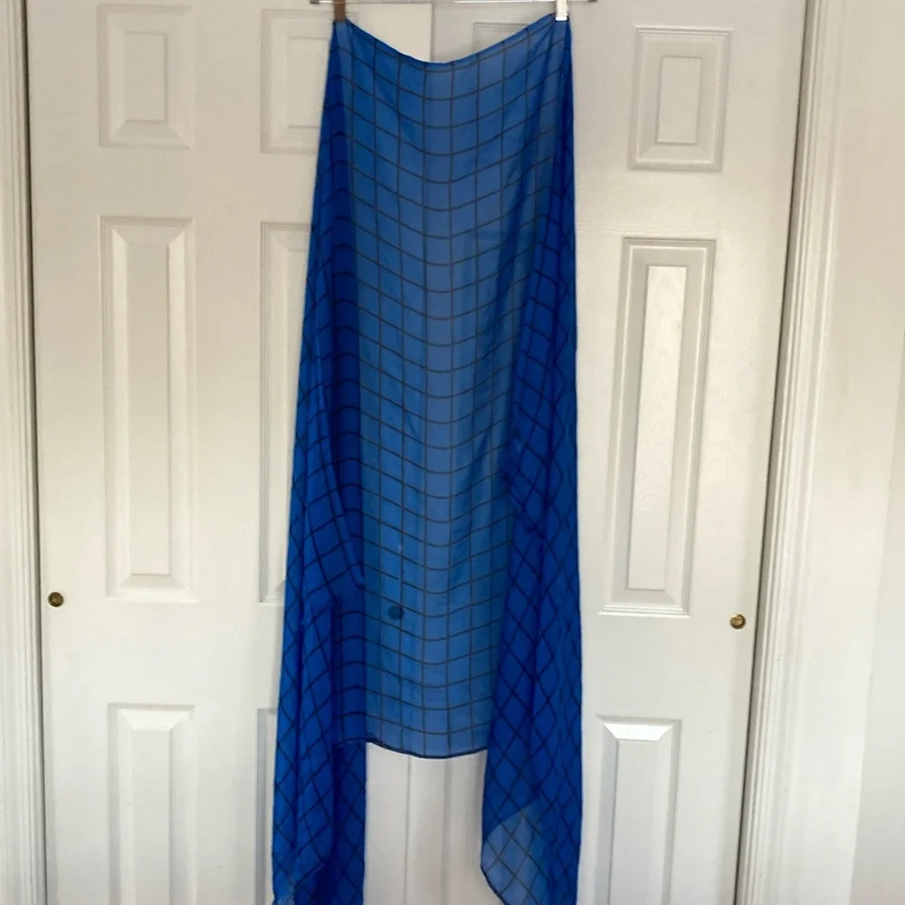 J Crew windowpane check silk scarf wrap